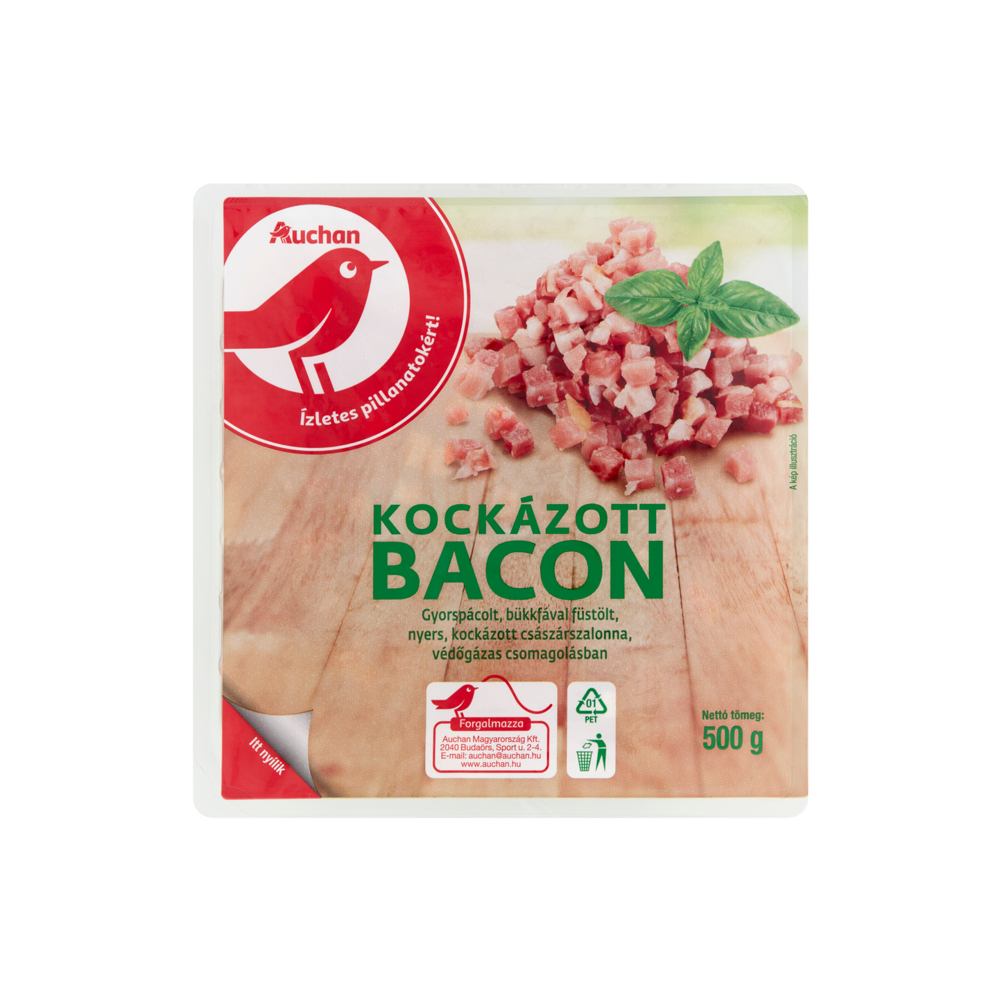 Auchan kockázott bacon 500 g