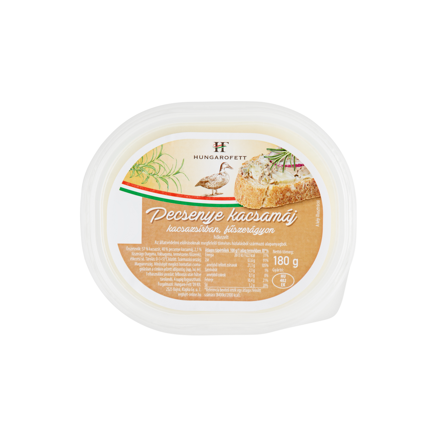 Hungarofett pecsenye kacsamáj kacsazsírban, fűszerágyon 180 g