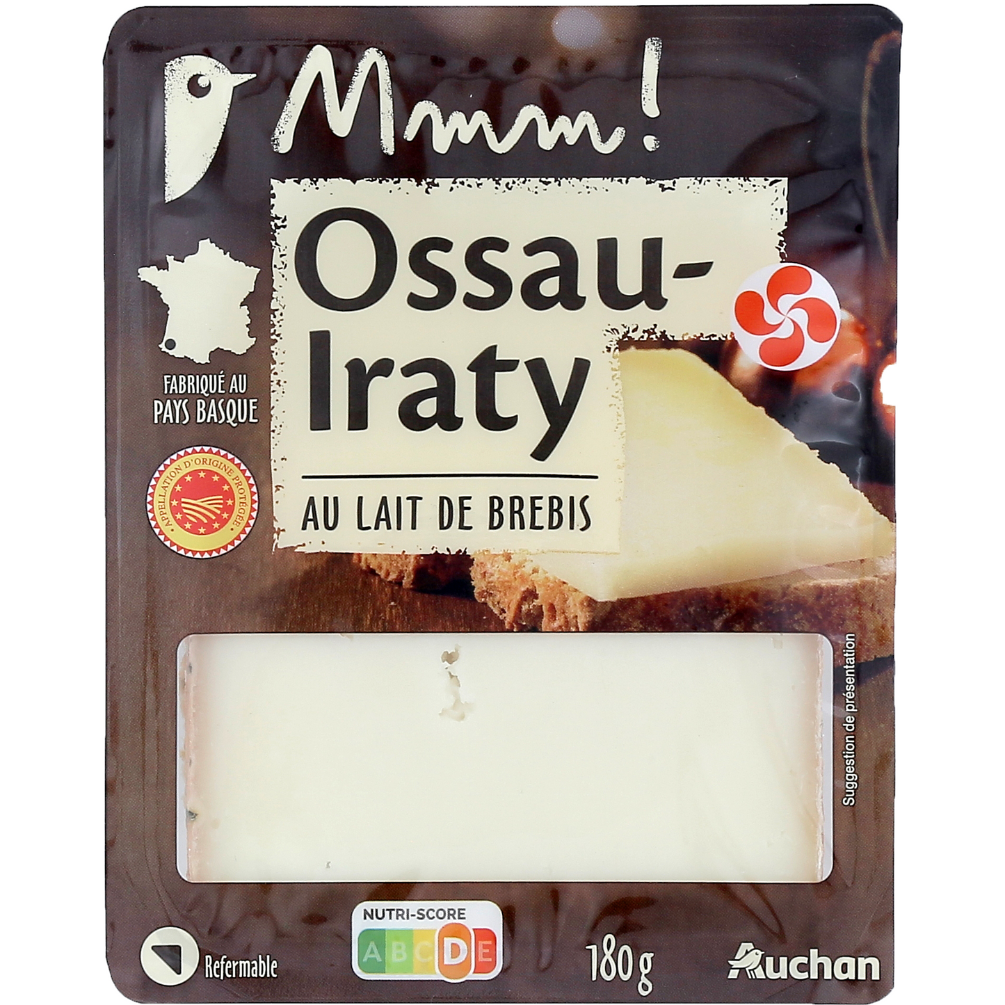 Auchan Prémium MMM! Ossau-Iraty OEM zsíros félkemény juhsajt 180 g