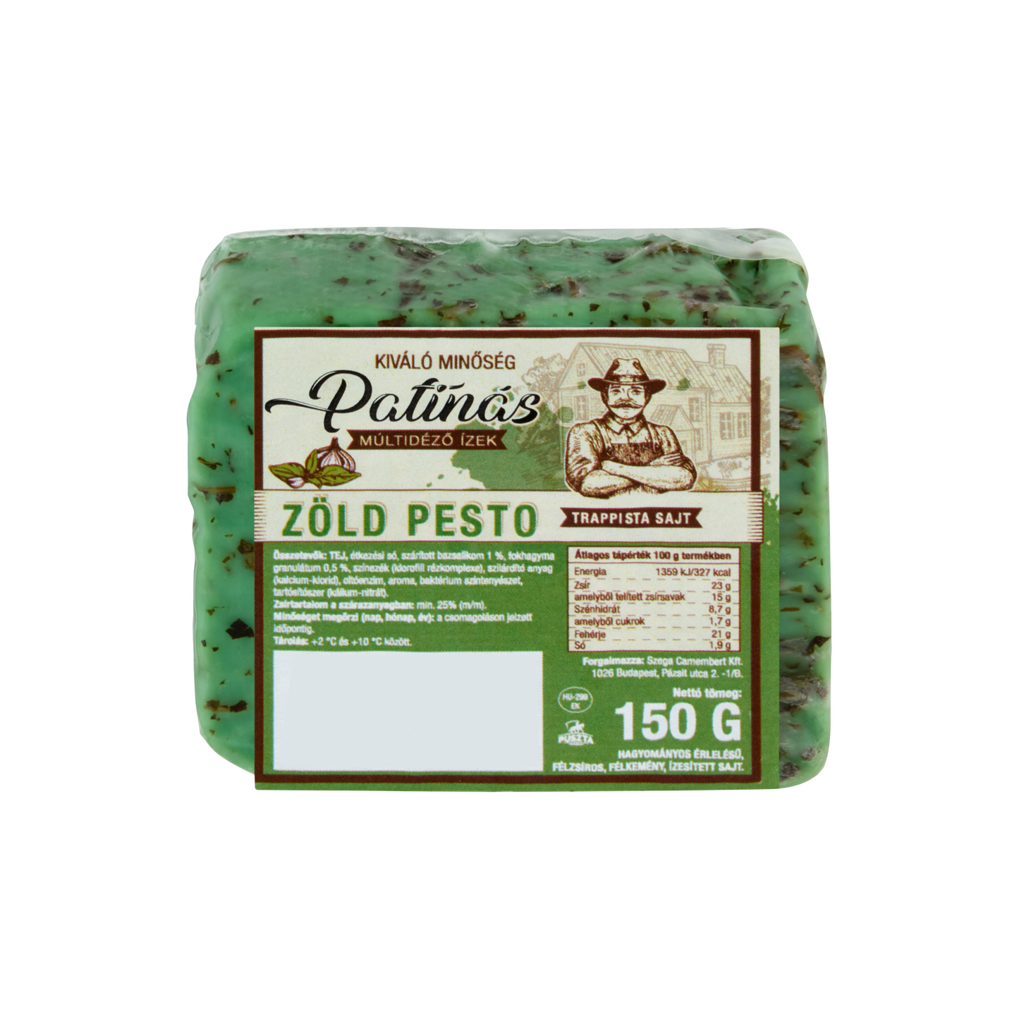 Patinás zöld pesto trappista sajt 150 g