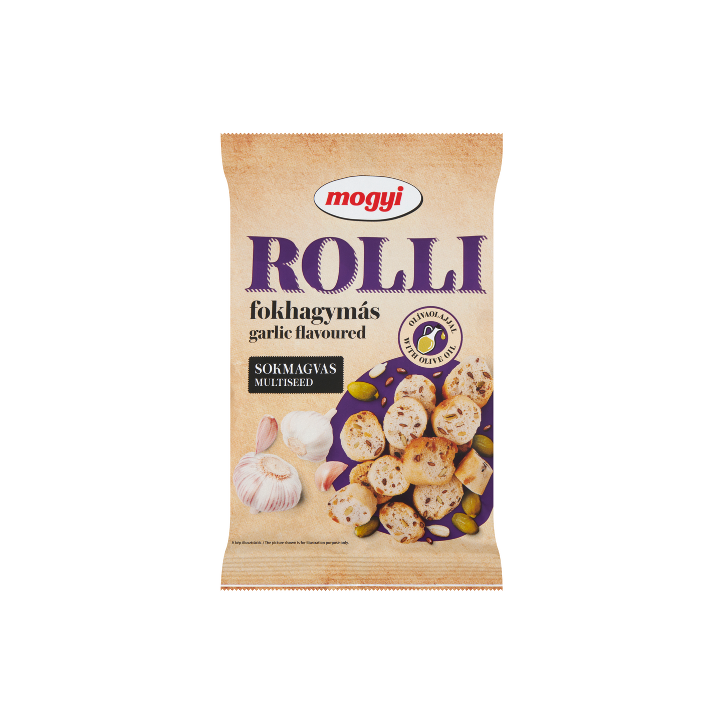 Mogyi Rolli fokhagymás, pirított, sokmagvas kenyérkarika olívaolajjal 65 g