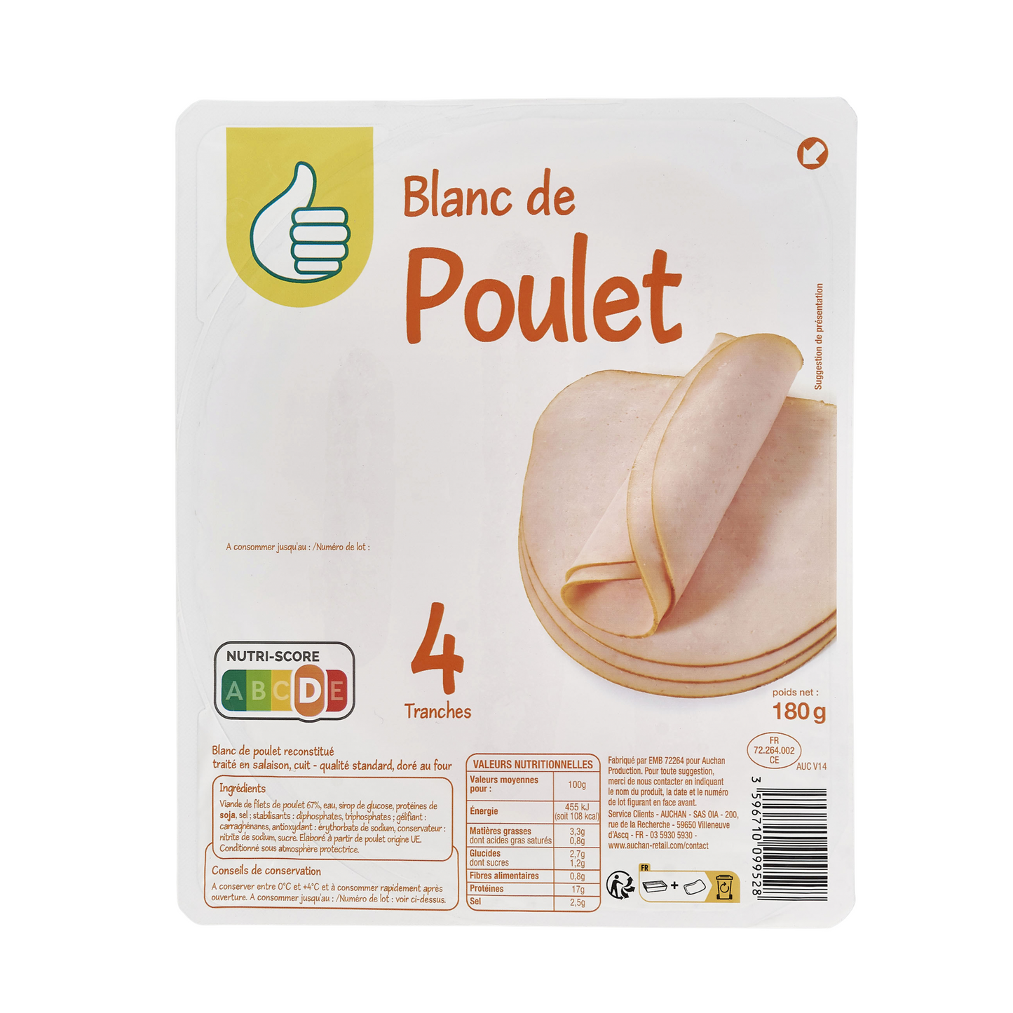 Auchan Tipp húskészítmény csirkemellből 180g
