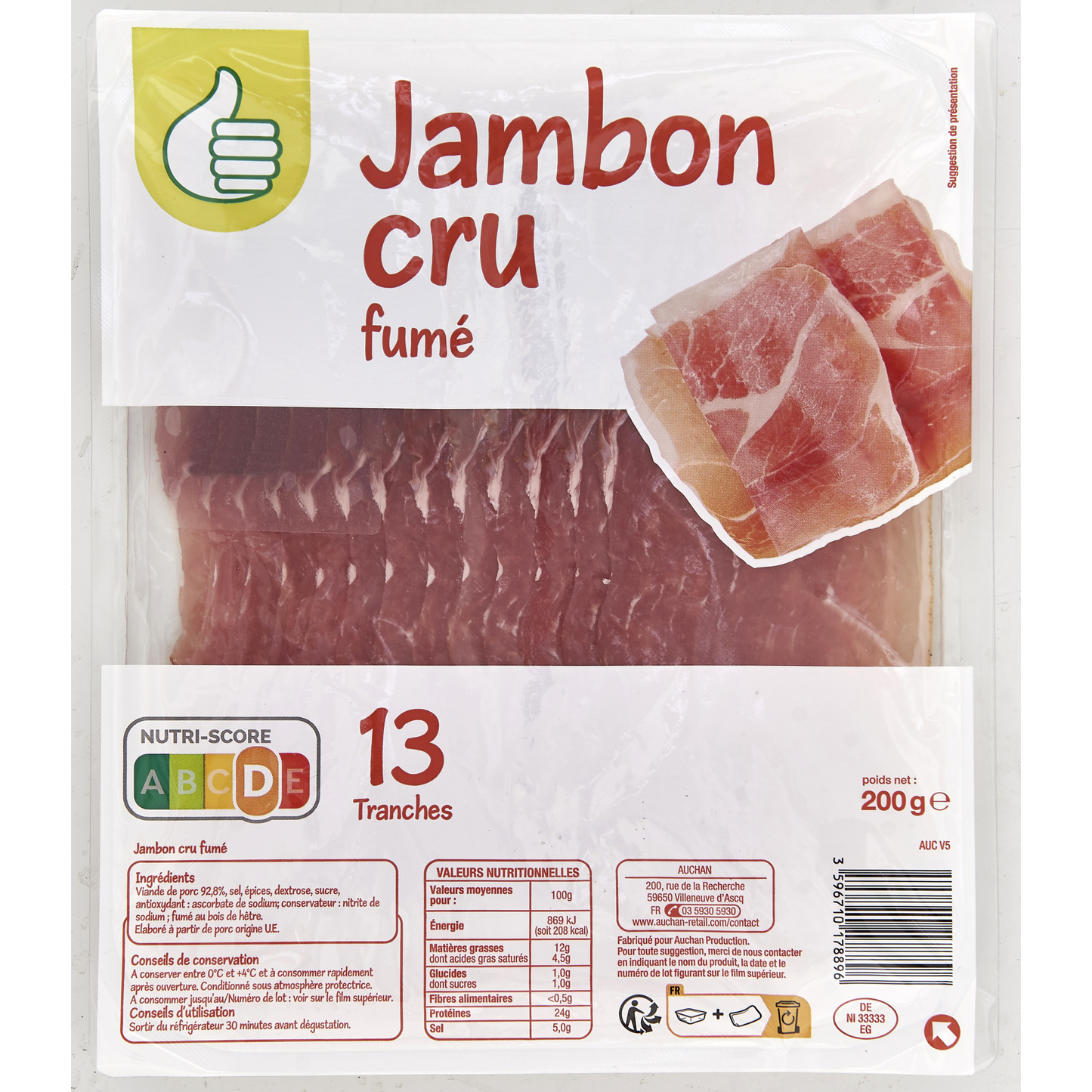 Auchan Tipp füstölt pácolt sonka 200g