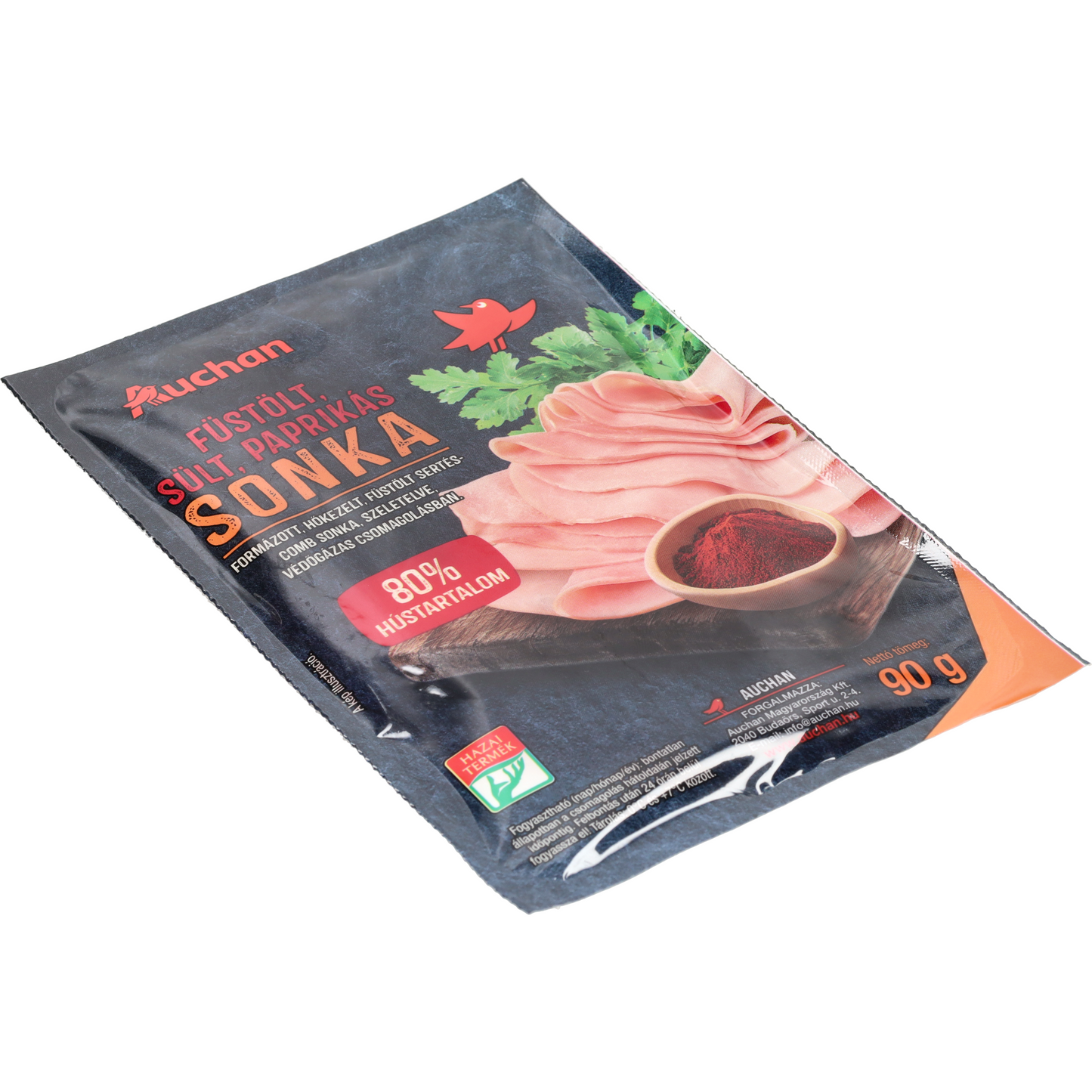 Auchan Kedvenc füstölt, sült, paprikás sonka 90g