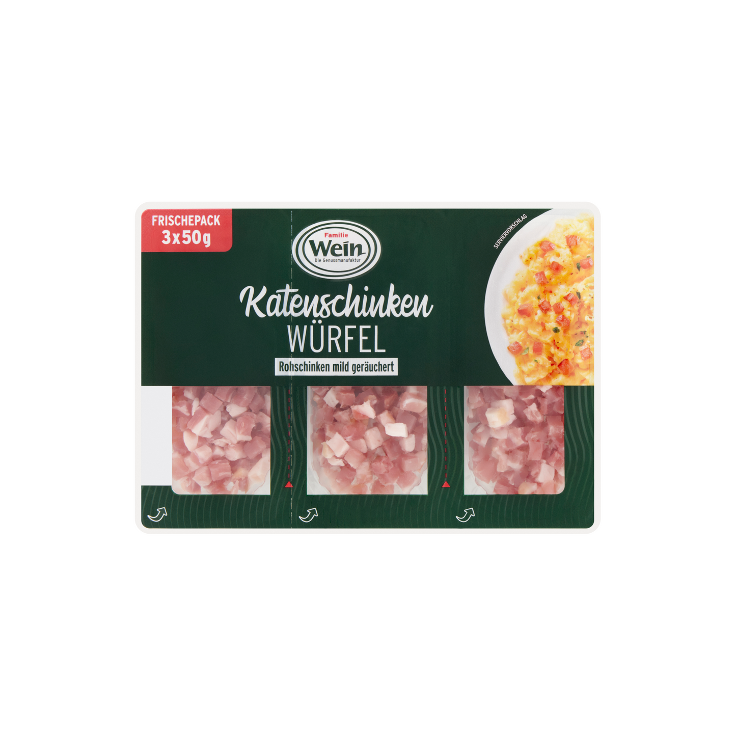 Familie Wein nyers, füstölt, kockázott, lassan pácolt sonka sertéscombból 3 x 50 g (150 g)