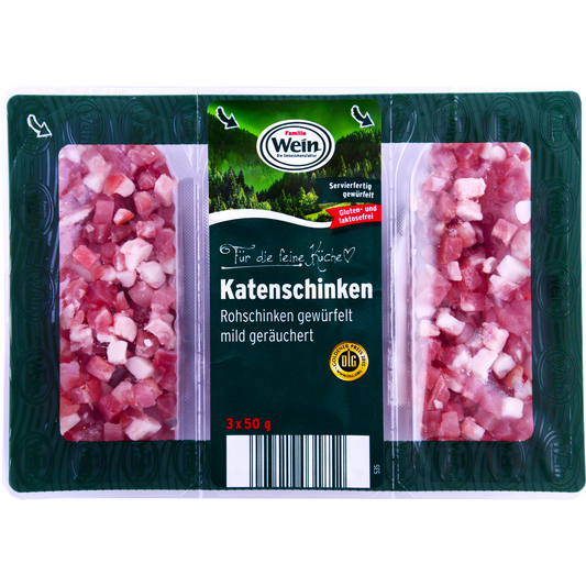 Familie Wein nyers, füstölt, kockázott, lassan pácolt sonka sertéscombból 3 x 50 g (150 g)