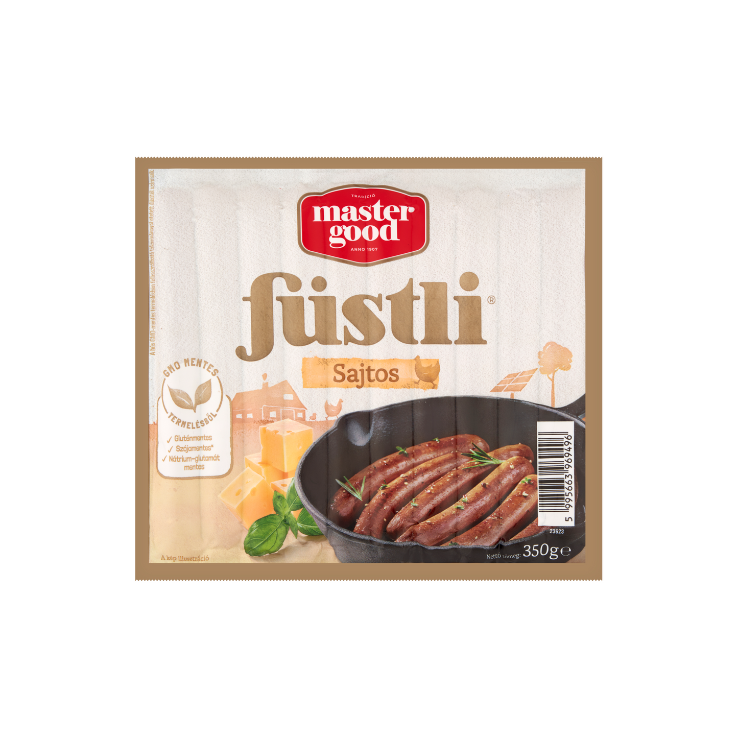 Master Good Füstli sajtos, füst ízesítésű virsli csirkehúsból 350 g