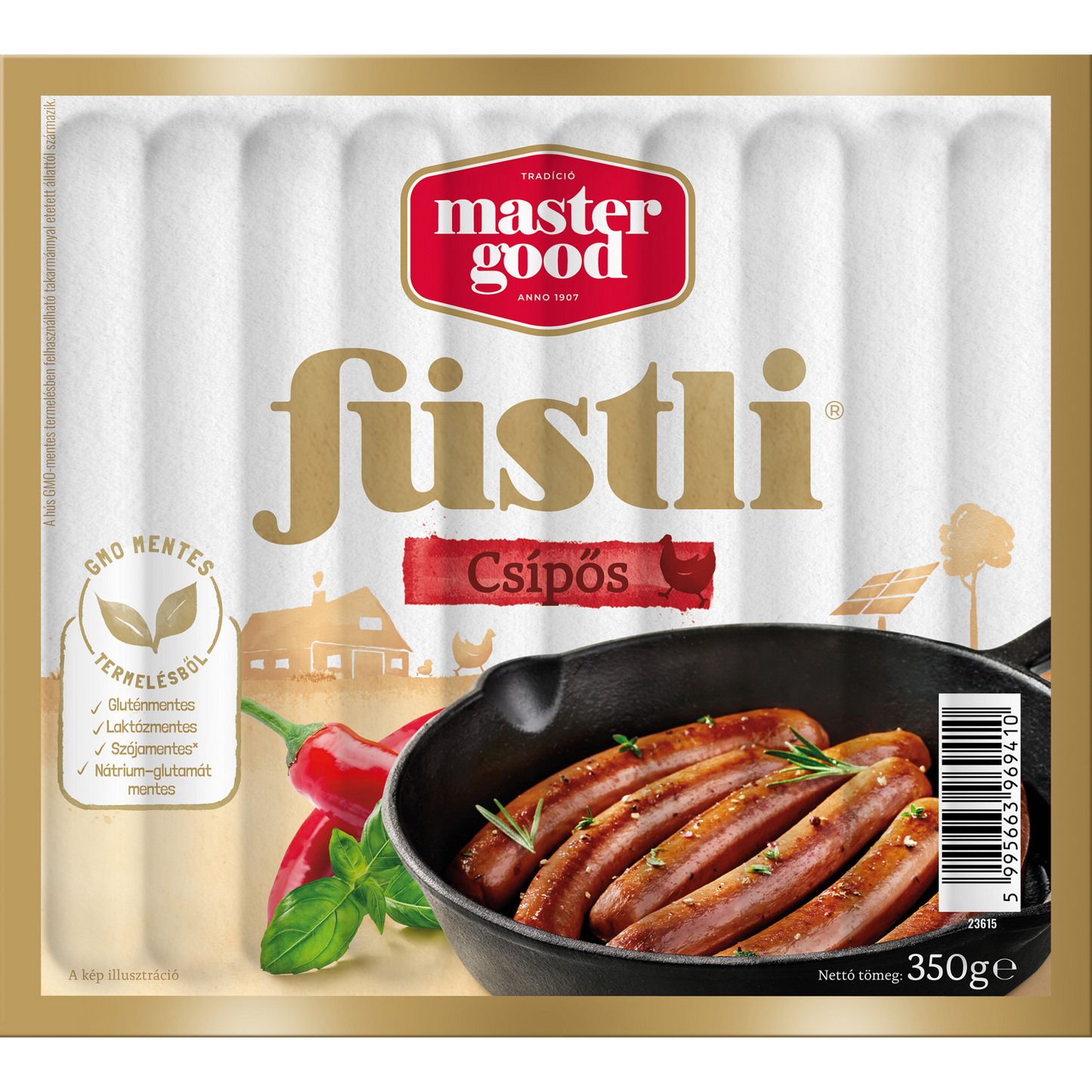 Master Good Füstli csípős, füst ízesítésű virsli csirkehúsból, jalapeno paprikával 350 g