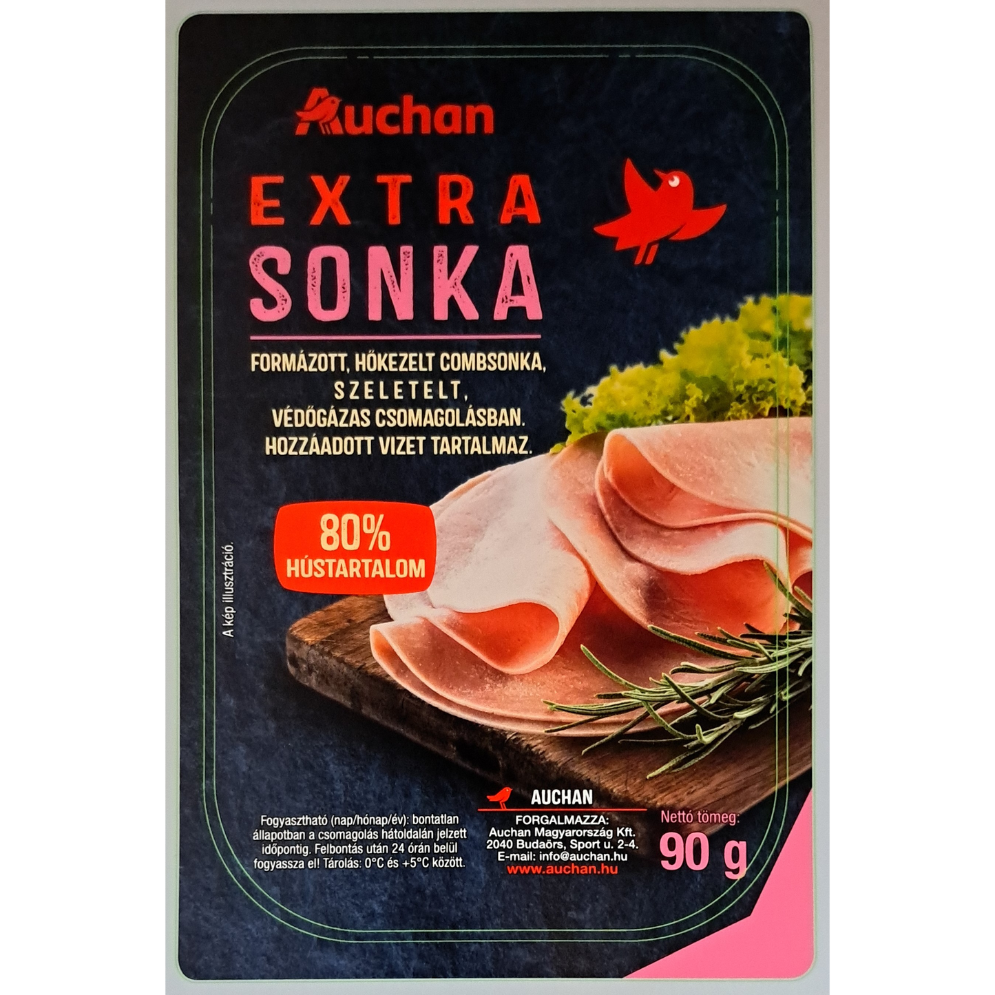 AUCHAN szeletelt EXTRA sonka 90g védőgázas