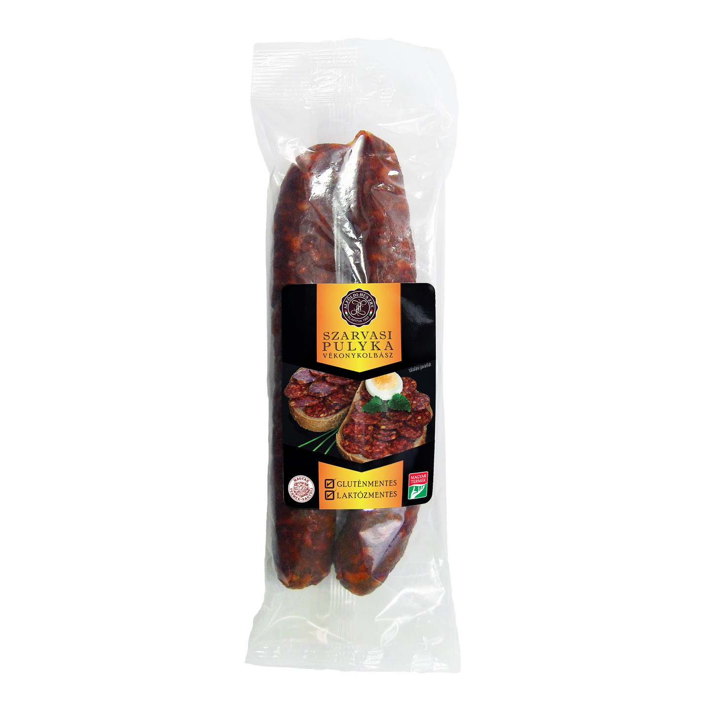 Szárításos érleléssel készült, füstölt, félszáraz pulyka vékonykolbász