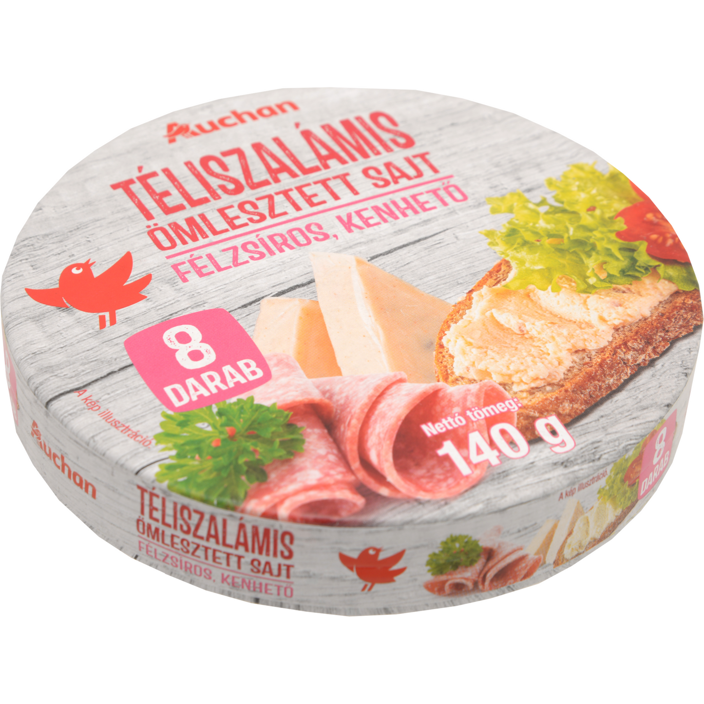 Auchan Kedvenc Téliszalámis kenhető félzsíros ömlesztett sajt 8 adag 140 g dobozos
