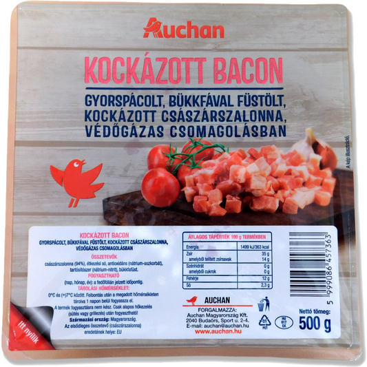 Auchan kockázott bacon 500 g
