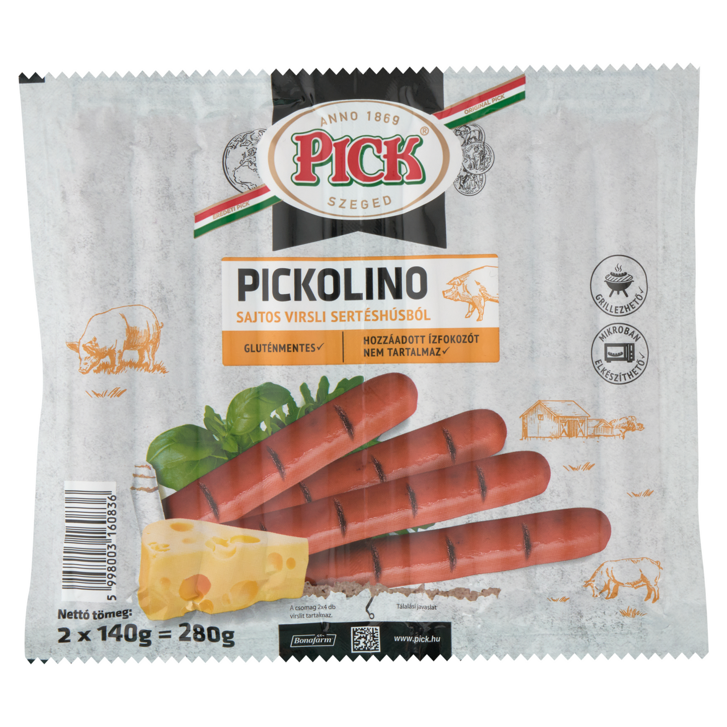 Pick Pickolino sajtos virsli sertéshúsból 2 x 140 g (280 g)