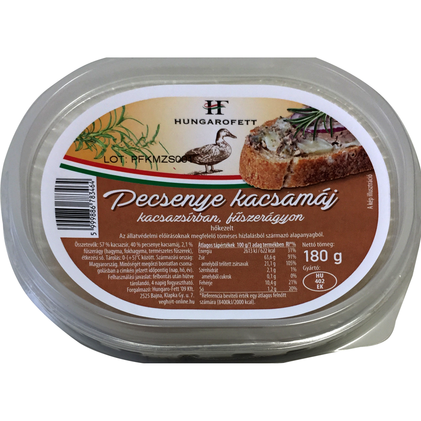 Hungarofett pecsenye kacsamáj kacsazsírban, fűszerágyon 180 g