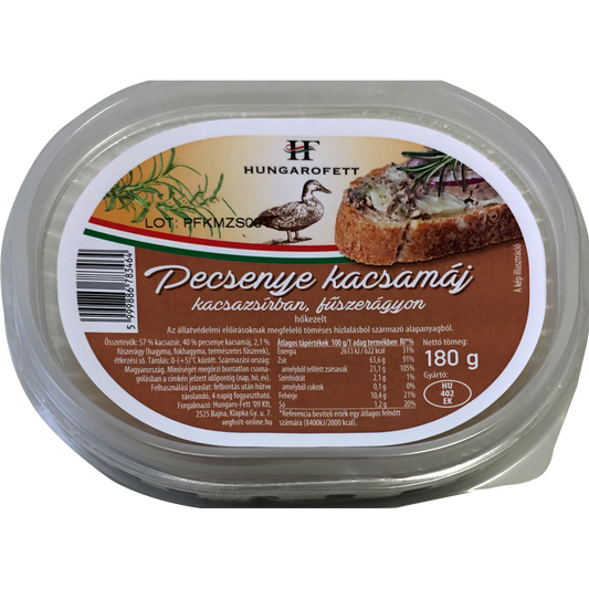 Hungarofett pecsenye kacsamáj kacsazsírban, fűszerágyon 180 g