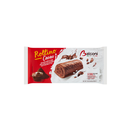 Balconi Rollino Cacao zsírszegény kakaós masszával bevont piskóta tekercs 6 x 37 g (222 g)