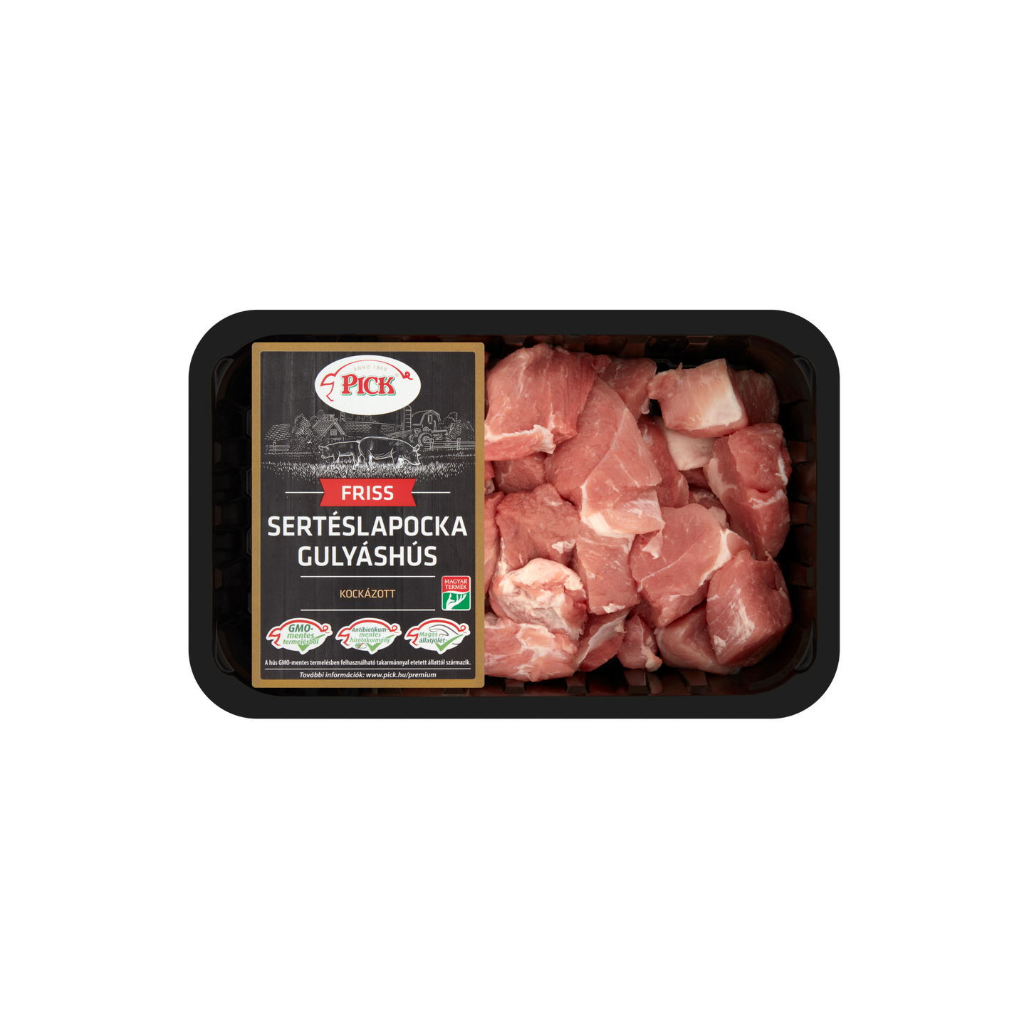 PICK friss kockázott sertéslapocka gulyáshús 600 g