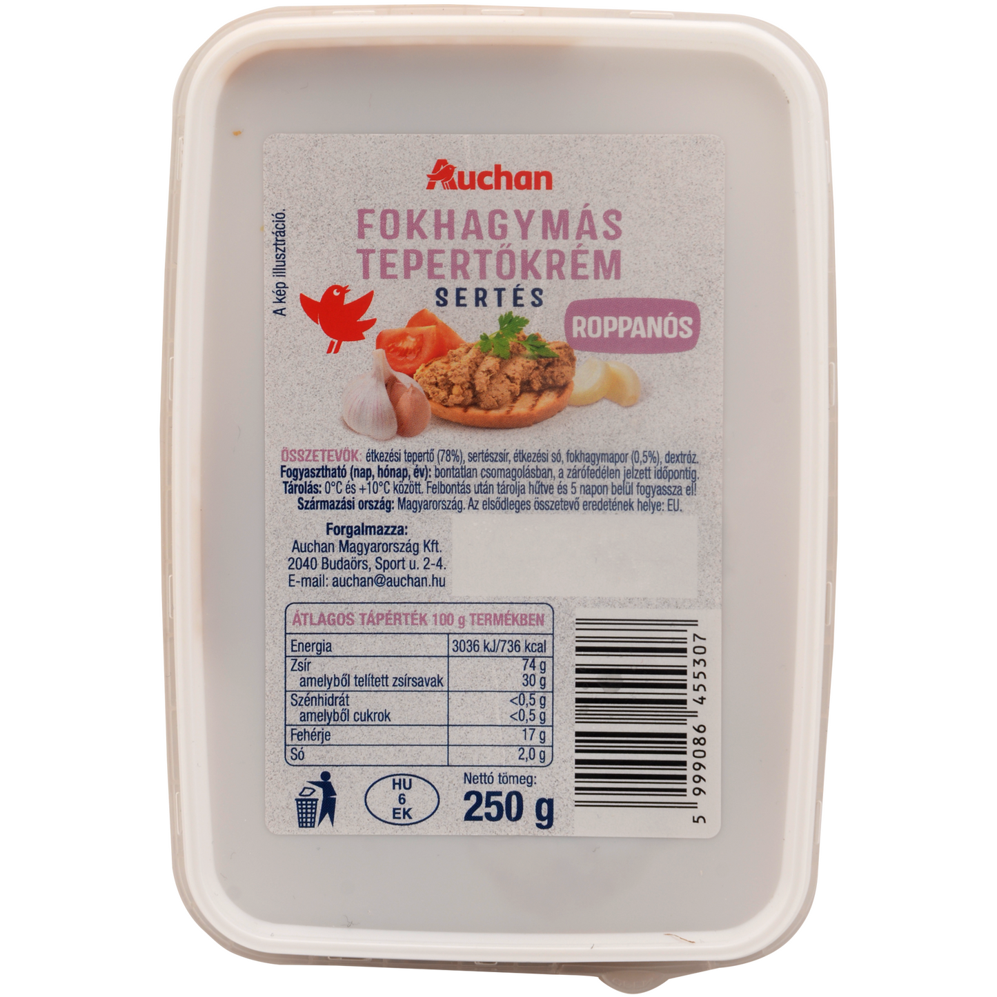 Auchan Kedvenc Fokhagymás sertés tepertőkrém roppanós 250 g