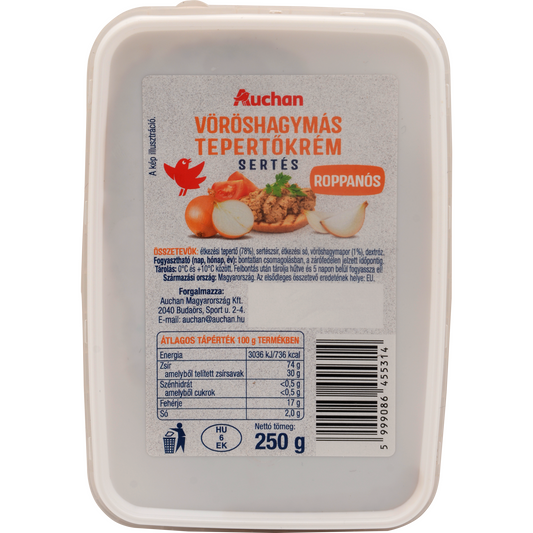 Auchan Kedvenc Vöröshagymás sertés tepertőkrém roppanós 250 g