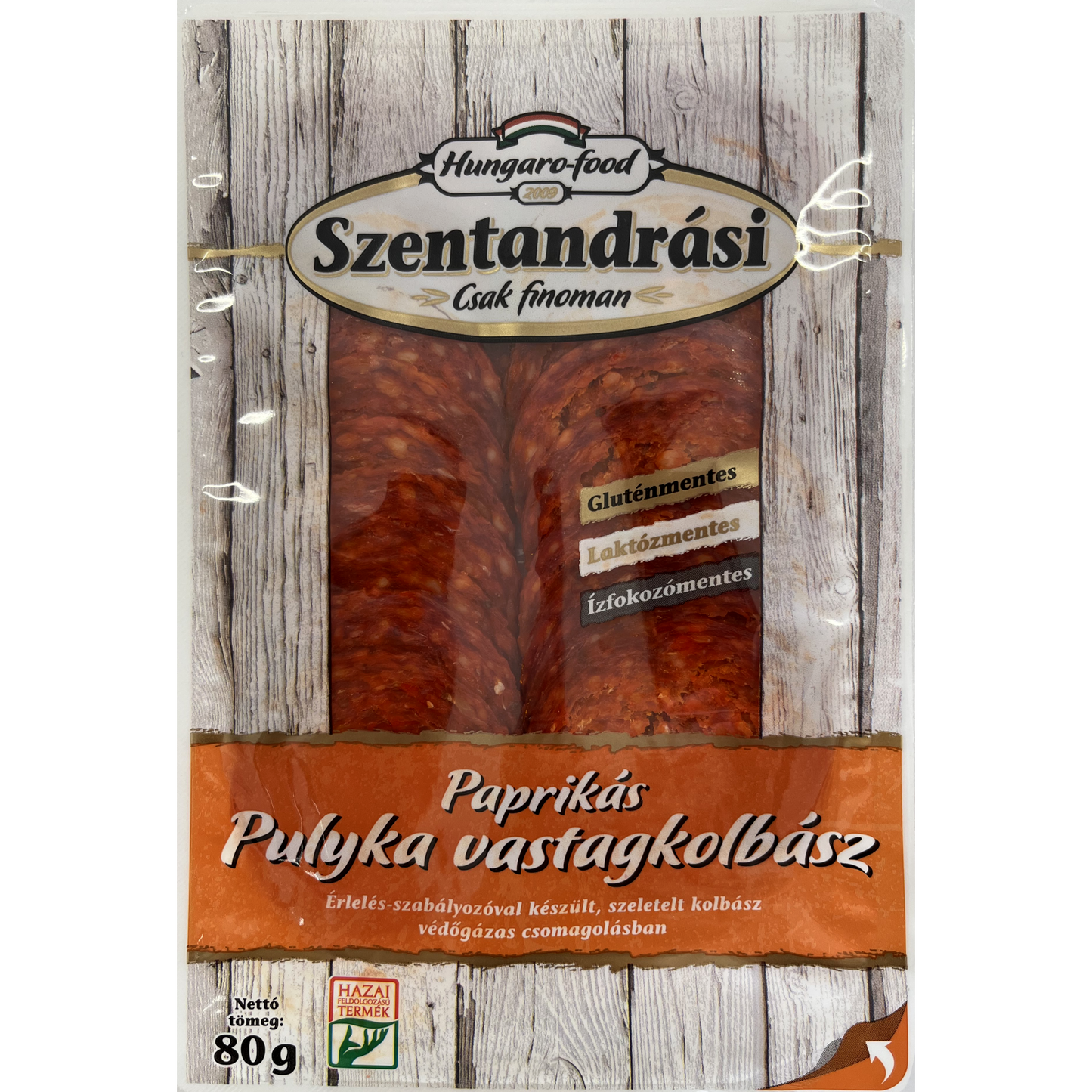 Szentandrási paprikás pulyka vastagkolbász 80 g