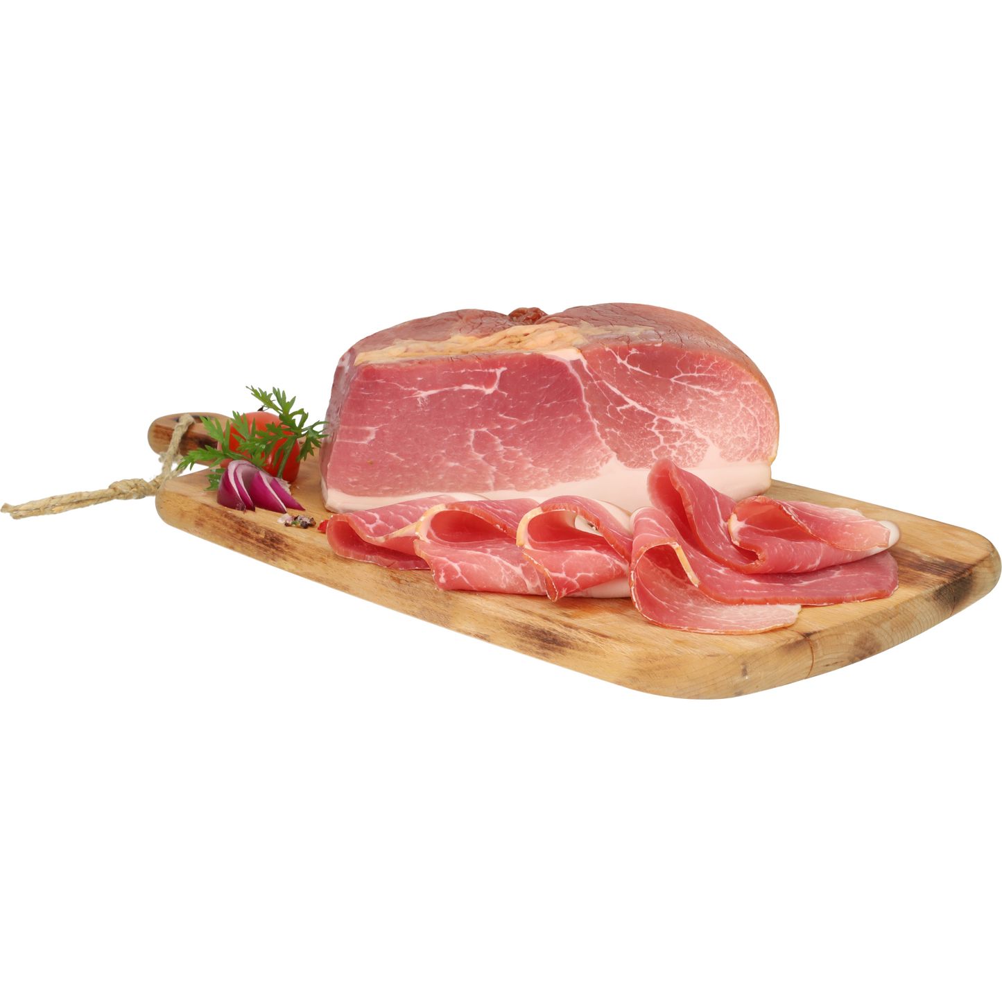 Házi füstölt érlelt darabolt nyers comb sonka kb.300g