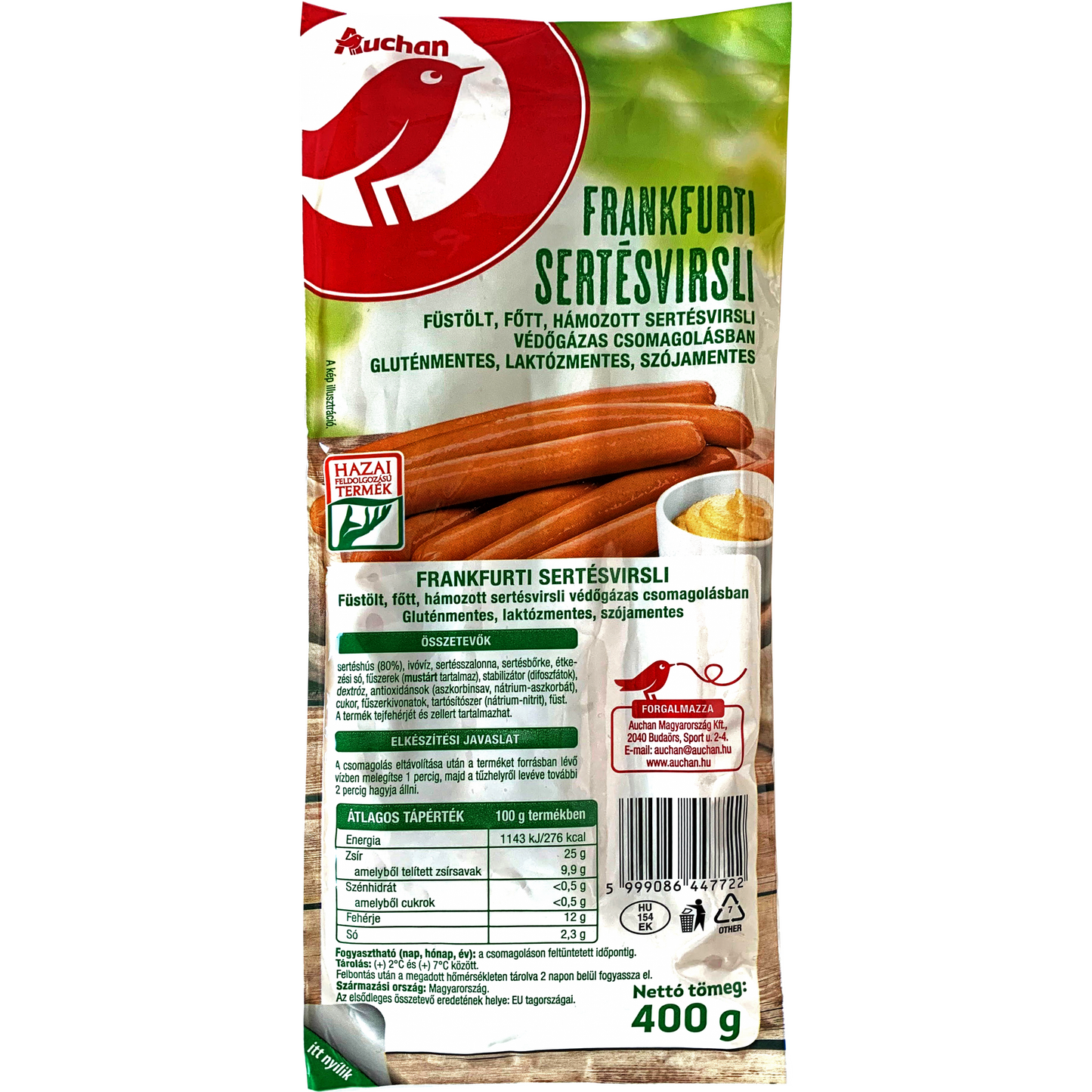 Auchan Kedvenc Frankfurti sertés virsli 400 g