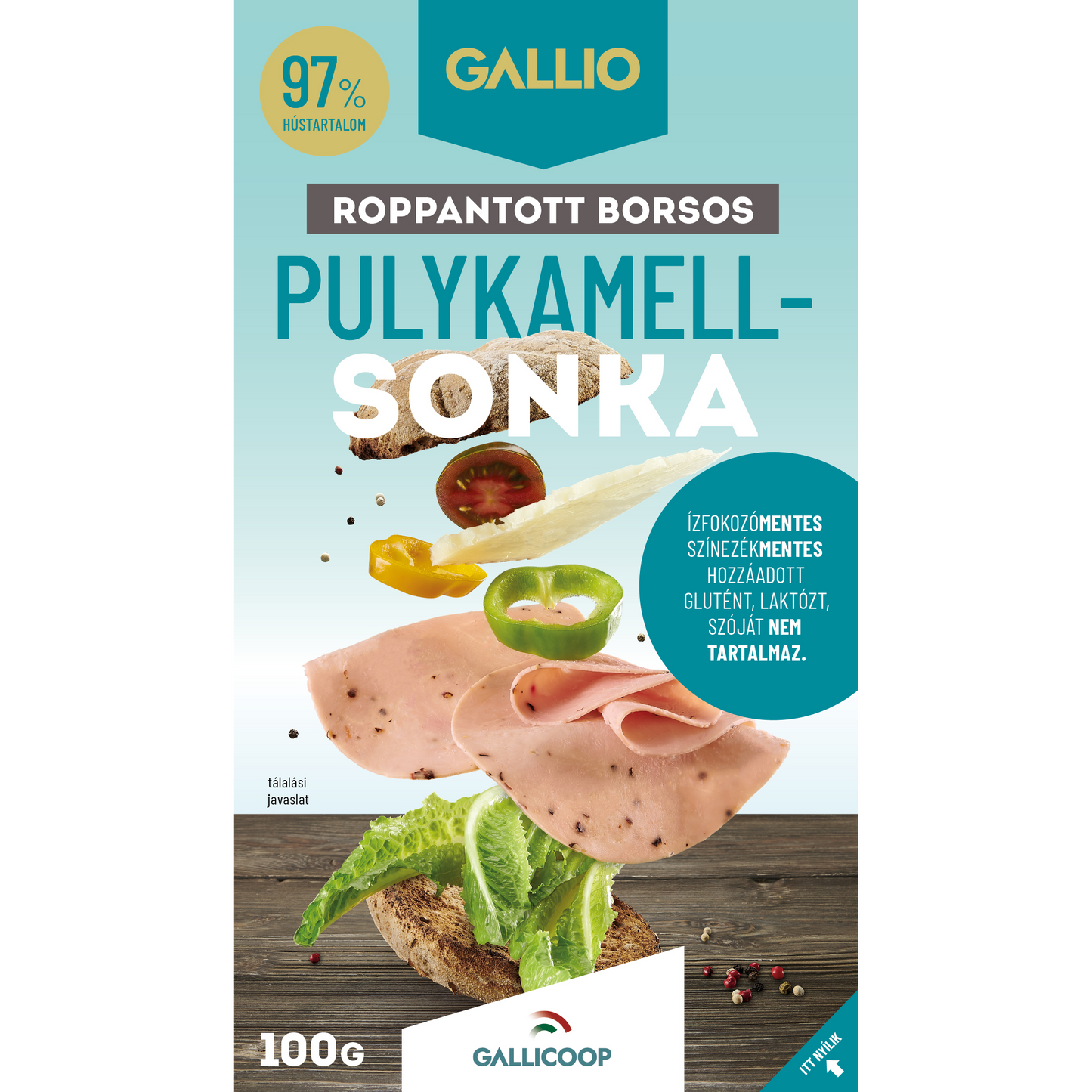 Gallio szeletelt roppantott borsos pulykamellsonka 100 g