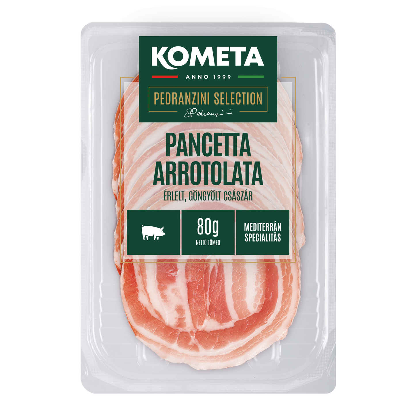 Kometa Pancetta Arrotolata szeletelt, érlelt göngyölt császár 80 g