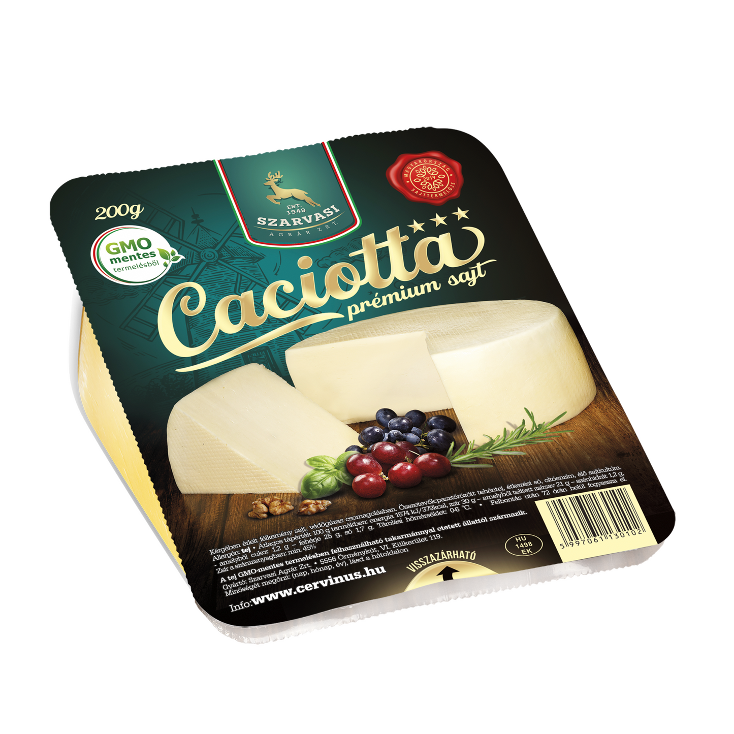Szarvasi Caciotta kérgében érlelt félkemény sajt 200 g