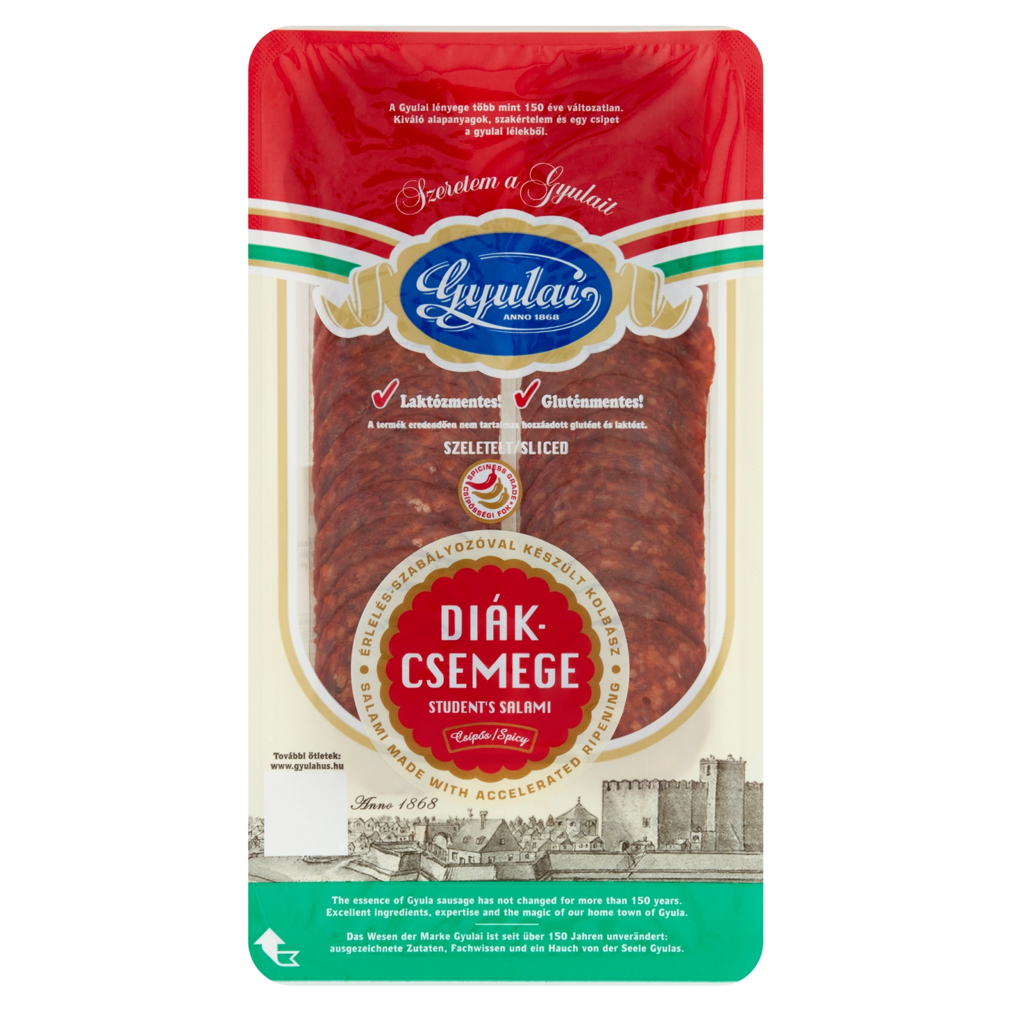 Gyulai Diákcsemege szeletelt csípős kolbász 70 g