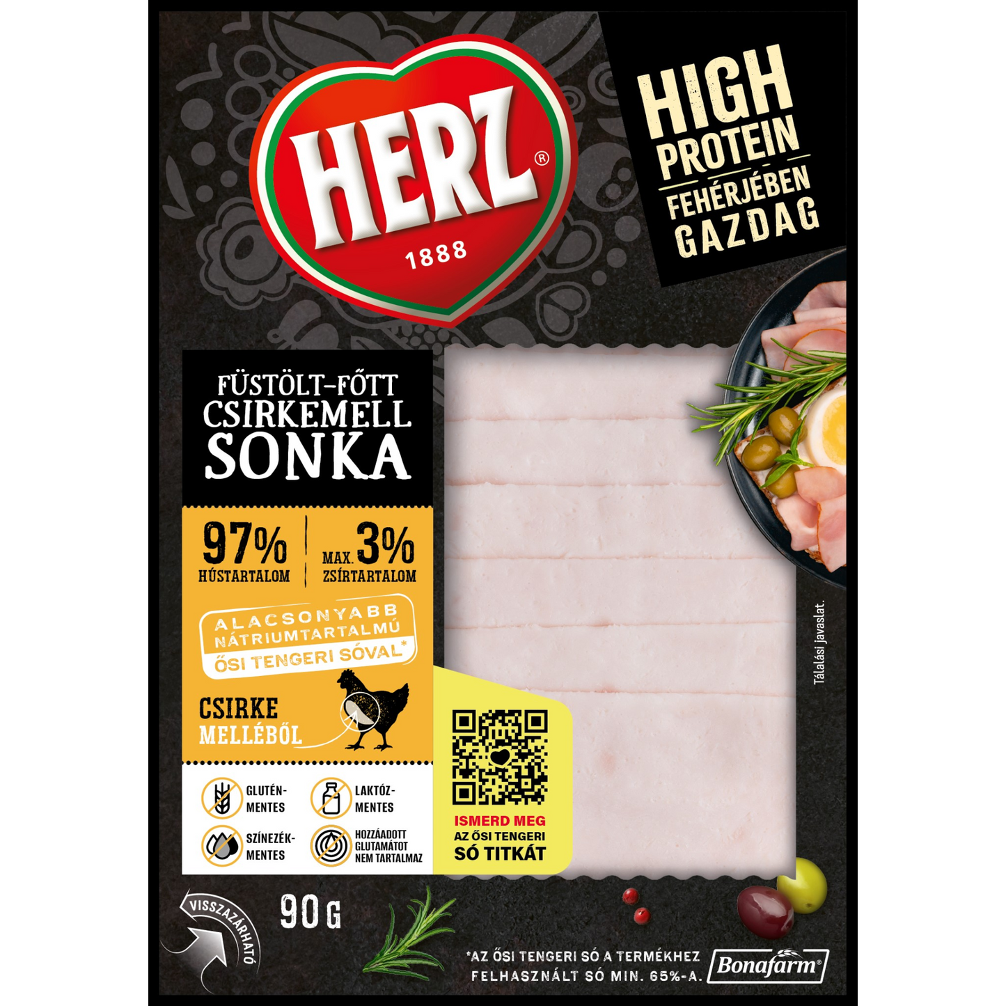 HERZ füstölt-főtt csirkemell sonka 90 g