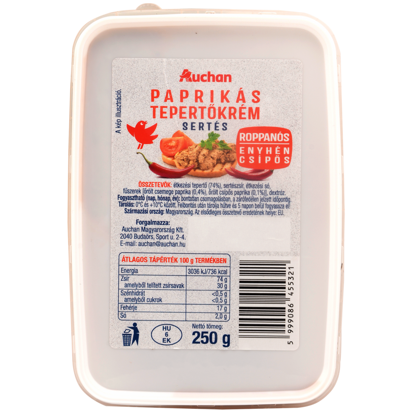 Auchan Kedvenc paprikás sertés tepertőkrém enyhén csípős 250 g