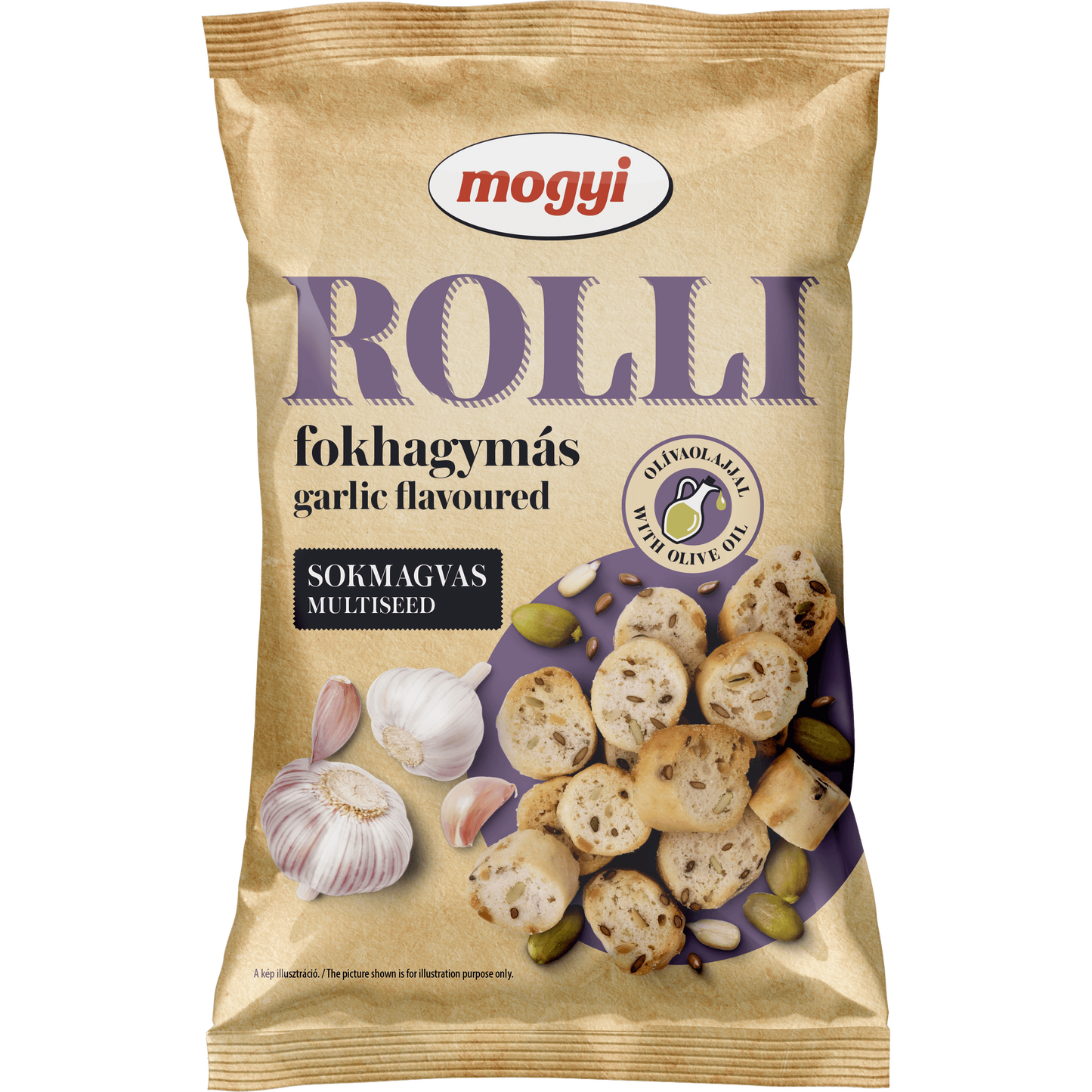 Mogyi Rolli fokhagymás, pirított, sokmagvas kenyérkarika olívaolajjal 65 g