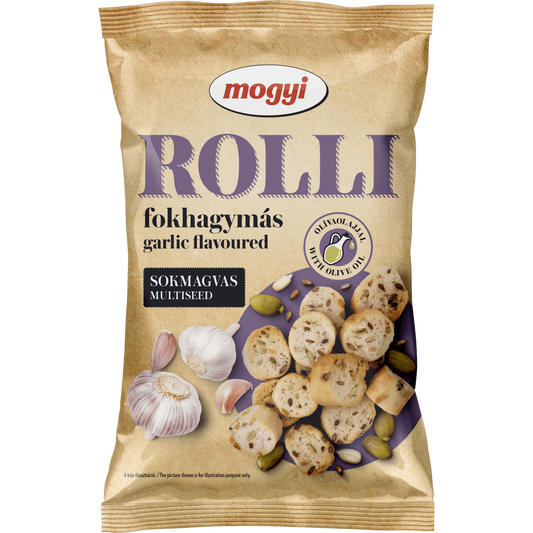 Mogyi Rolli fokhagymás, pirított, sokmagvas kenyérkarika olívaolajjal 65 g