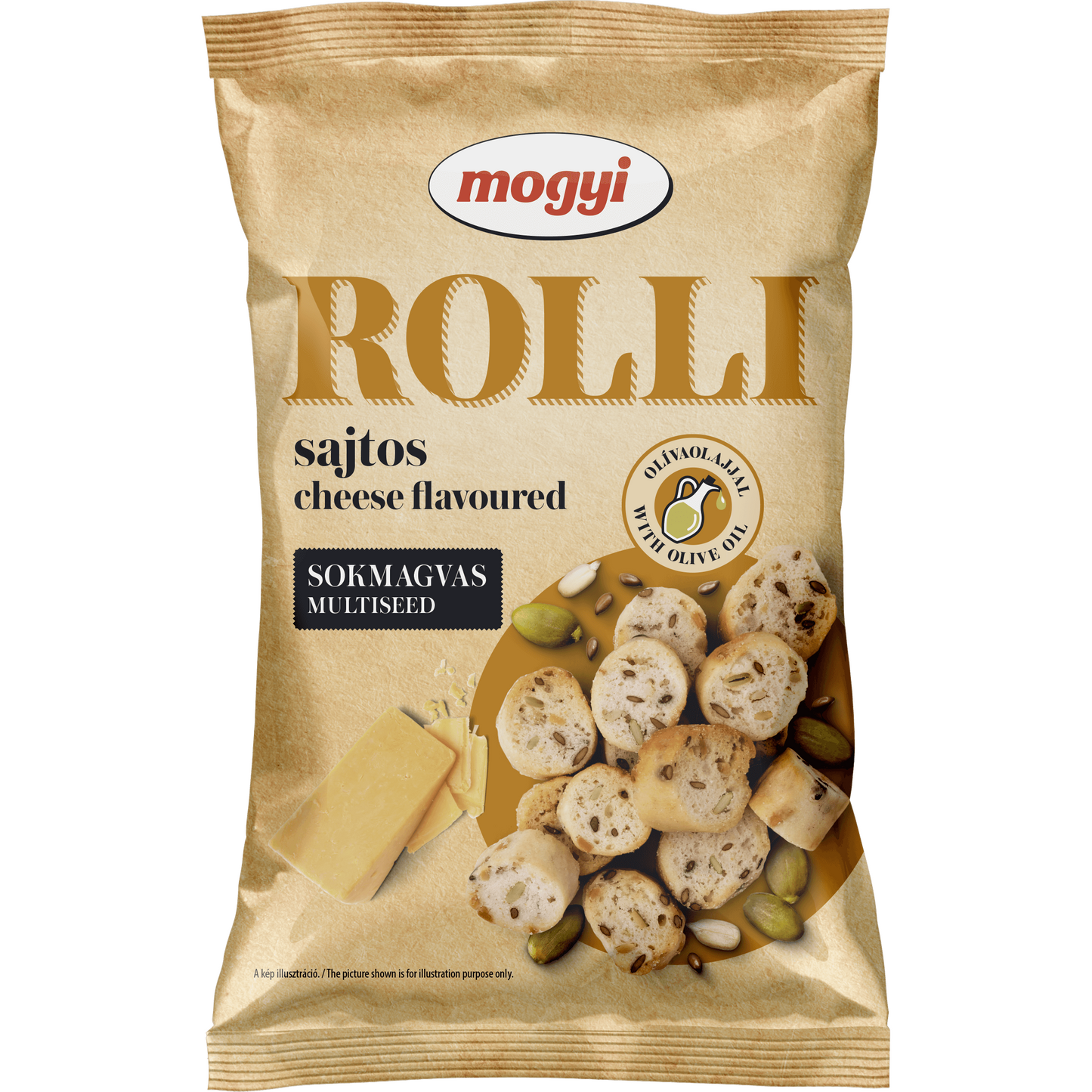 Mogyi Rolli sajtízű, pirított, sokmagvas kenyérkarika olívaolajjal 65 g