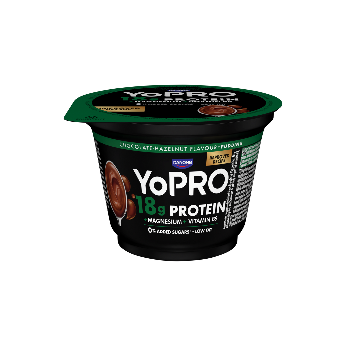 Danone YoPro csokoládé- és mogyoróízű tejdesszert édesítőszerrel, magnéziummal és folsavval 180 g