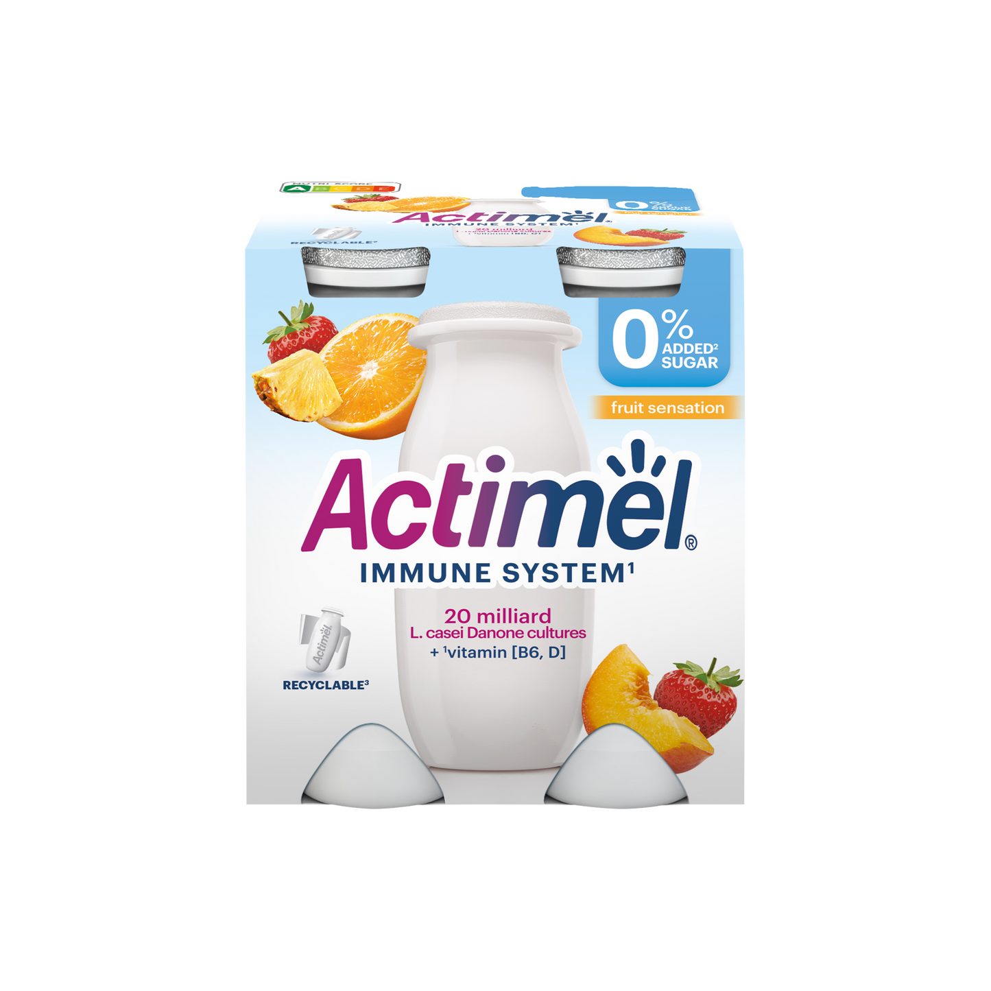 Danone Actimel vegyes gyümölcsízű sovány joghurtalapú ital  B6- és D-vitaminnal 4 x 100 g (400 g)