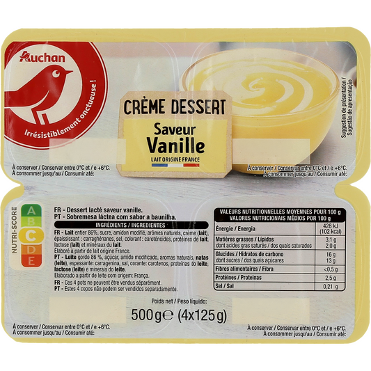 Auchan Kedvenc krém desszert vaniliás 4x125 g