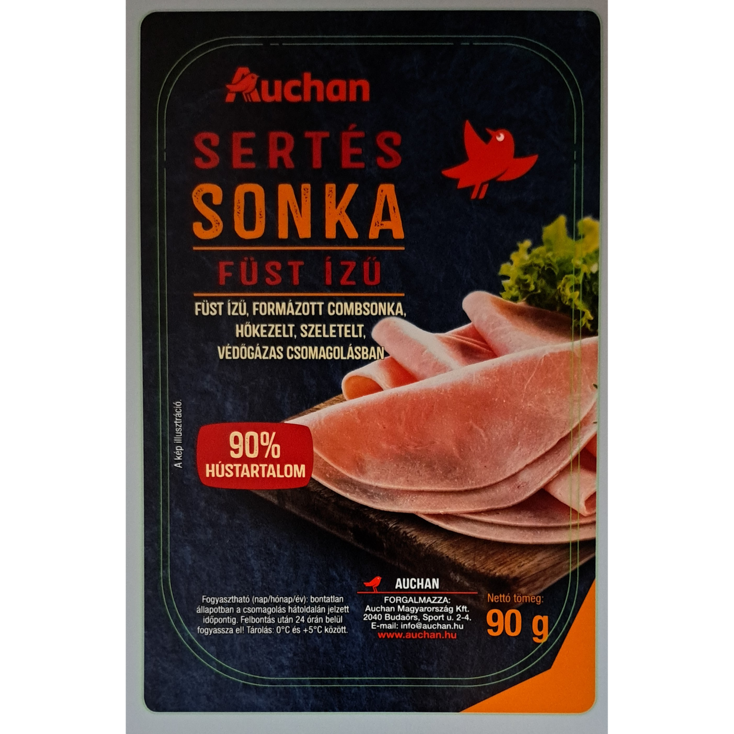 Auchan Kedvenc sertés sonka füst ízű szeletelt 90 g