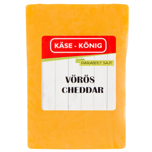 Käse-König zsíros, kemény darabolt vörös cheddar sajt