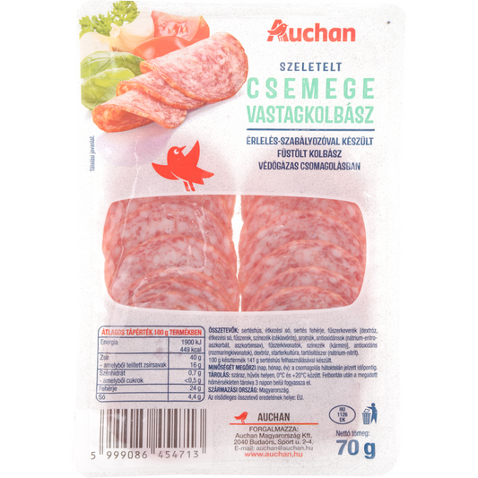 Auchan Kedvenc Csemege vastagkolbász szeletelt 70 g