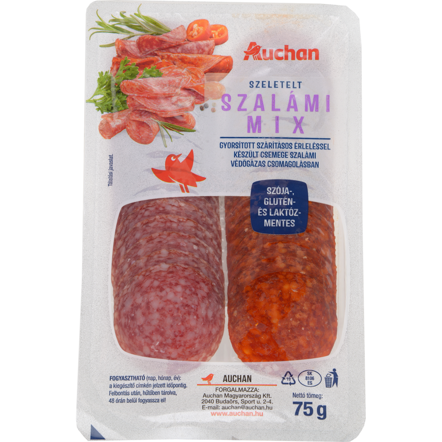 Auchan Kedvenc Szalámi mix szeletelt 75 g