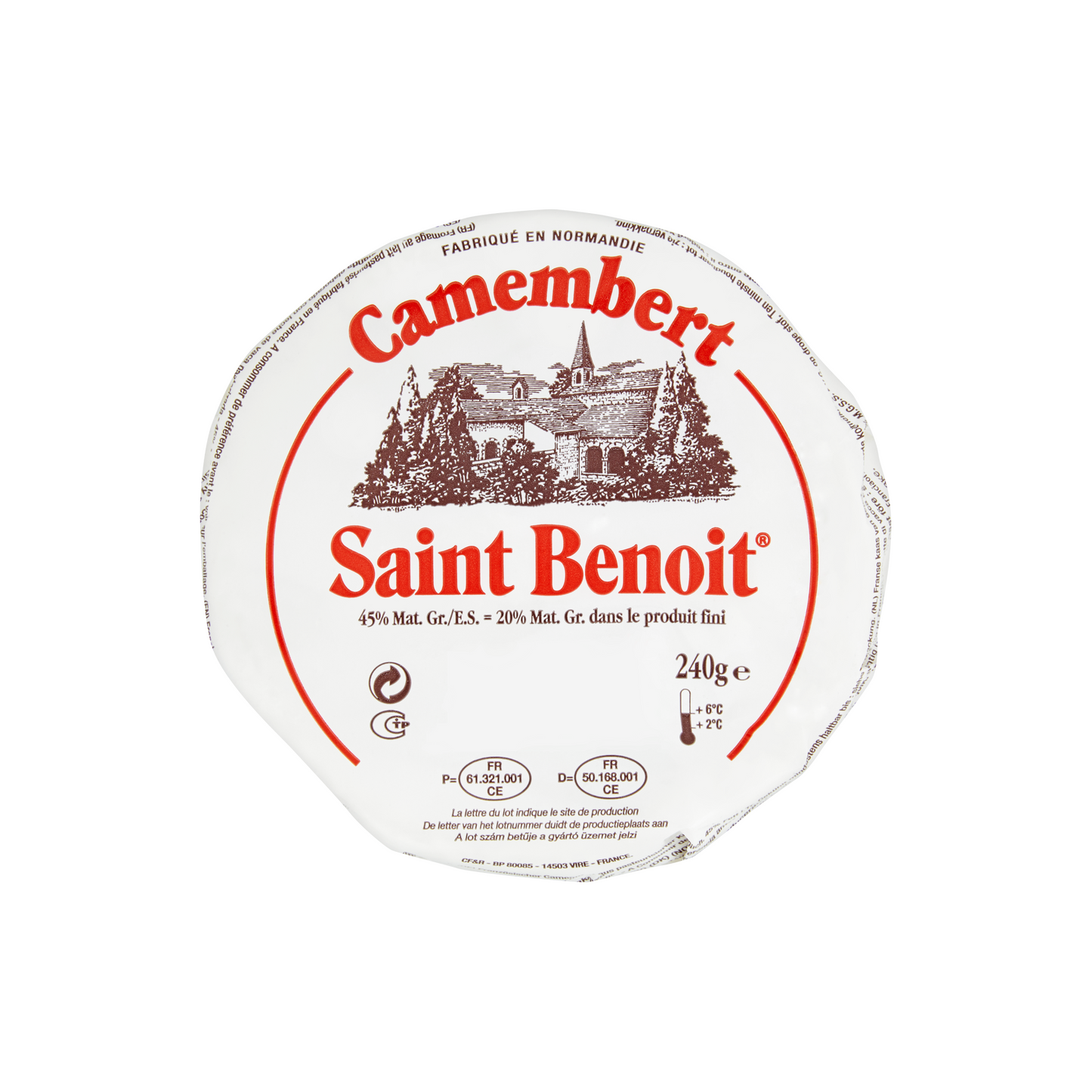 Saint Benoit camembert zsíros, fehér nemespenésszel érő lágy sajt 240 g