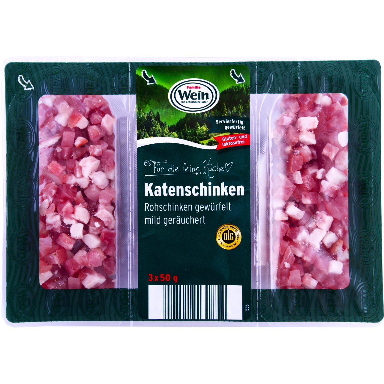 Familie Wein nyers, füstölt, kockázott, lassan pácolt sonka sertéscombból 3 x 50 g (150 g)
