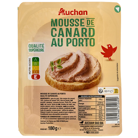 Auchan Kedvenc Kacsapástétom portói borral ízesítve 180 g