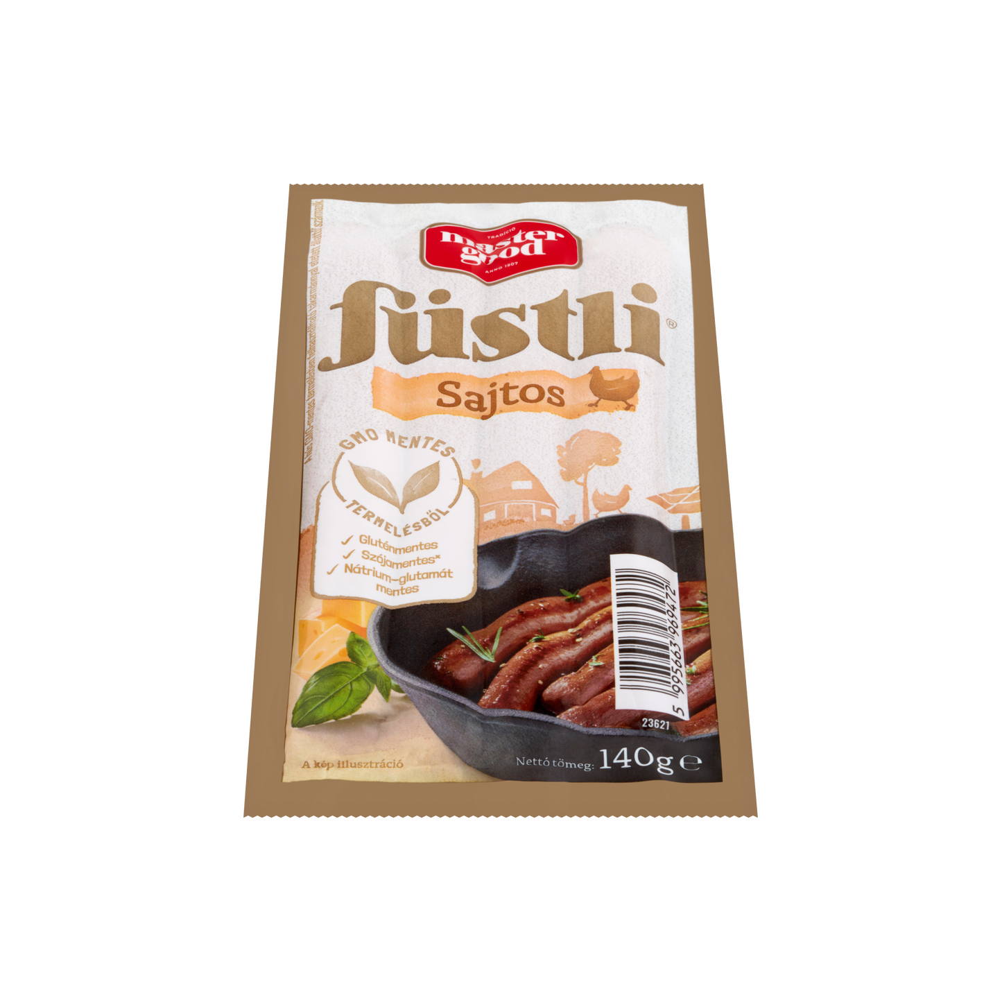 Master Good Füstli sajtos, füst ízesítésű virsli csirkehúsból 140 g