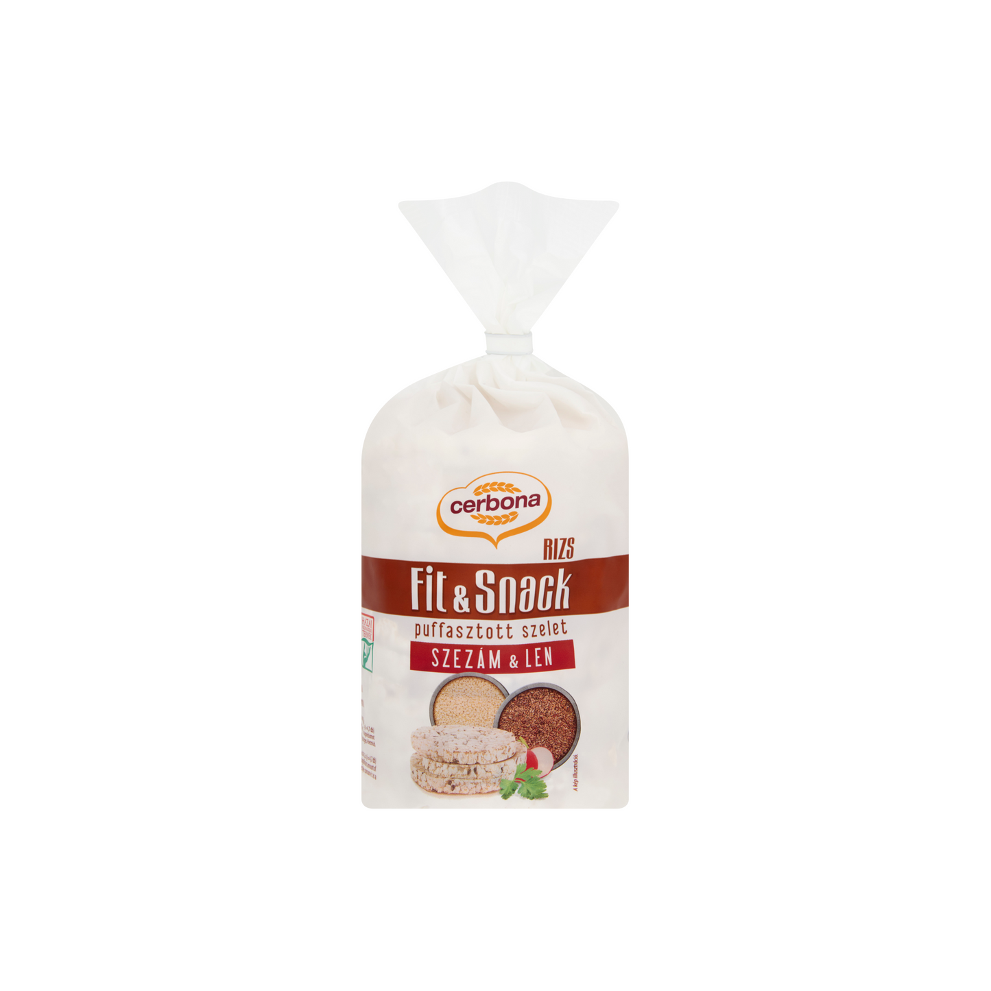 Cerbona puffasztott rizsszelet barna rizsből, szezámmaggal, lenmaggal 90 g