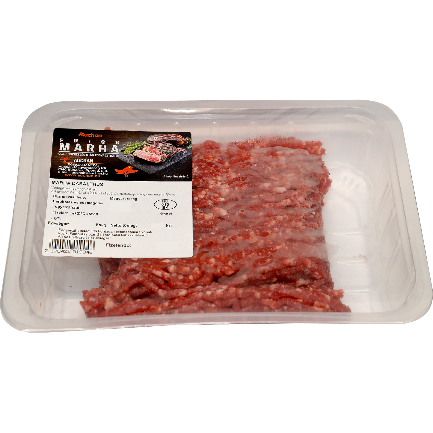 Auchan Kedvenc marha darált hús max. 20% zsírtartalommal védőgázas csomagolásban