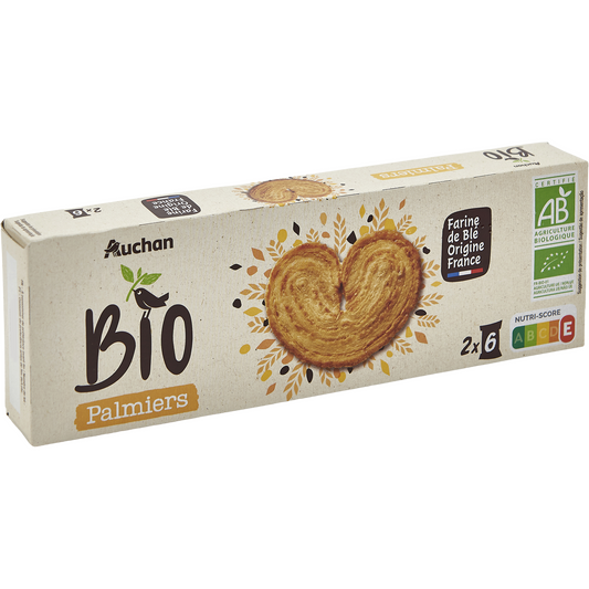 Auchan Kedvenc Bio palmiers szív alakú keksz 100 g