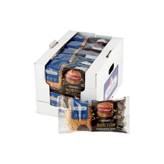 Schulstad Boston lenmaggal és szezámmaggal szórt hamburgerzsemle 4 x 81 g (324 g)